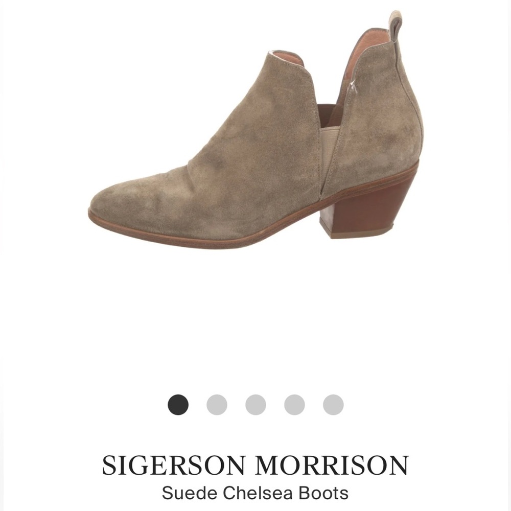 Sigerson Morrison Suede Chelsea Belle Bootie
Chunky Heel Size 7.5